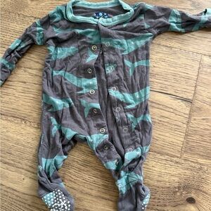Kickee Pants Teal Shark Print Footed Pajamas